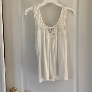 Plain white crochet detail top